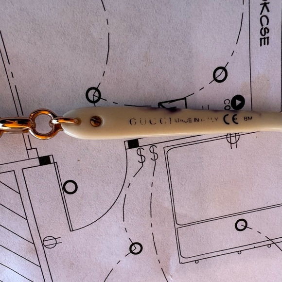 Gucci eyeglass frames gold with white enamel 4251 - Picture 6 of 8